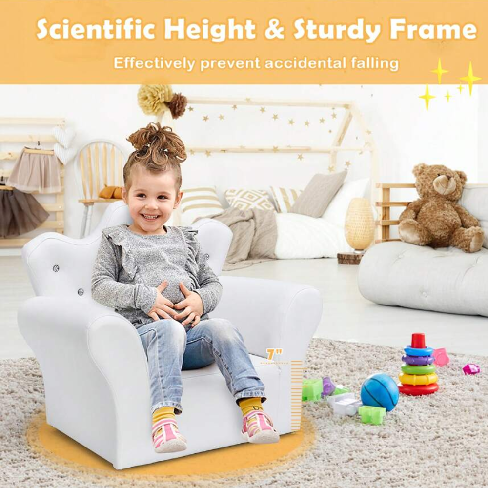 Toddler Princess Armchair With Matching Ottoman Whitepink