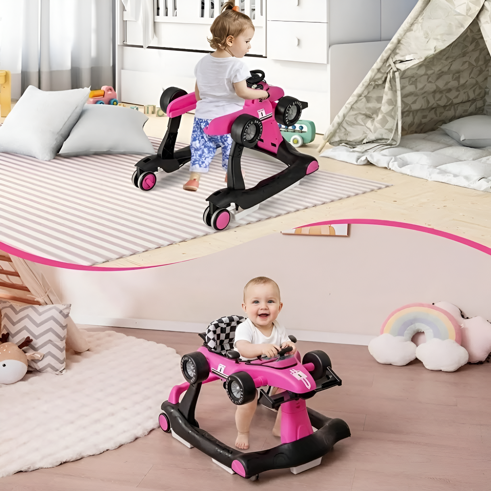 4 In 1 Foldable Adjustable Baby Activity Walker