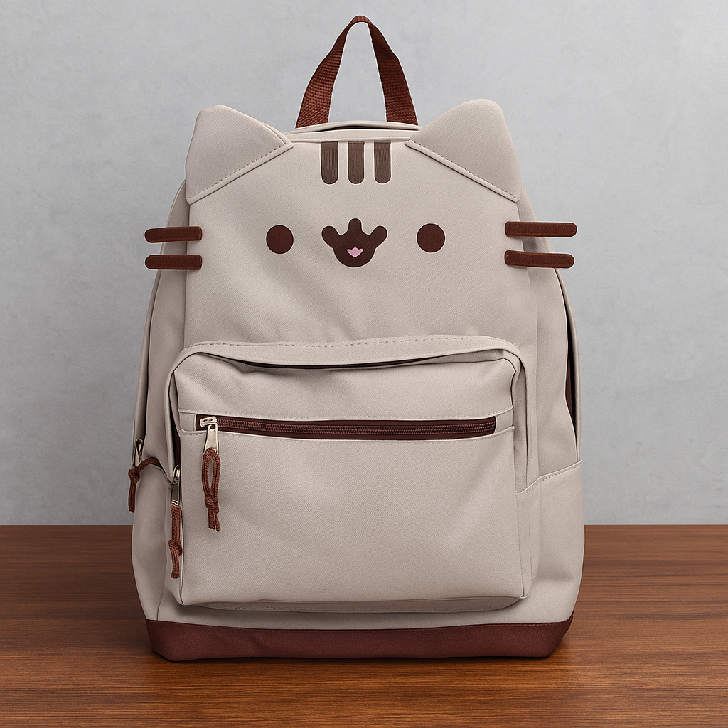 CatFace Backpack with Front Zipper Pocket
