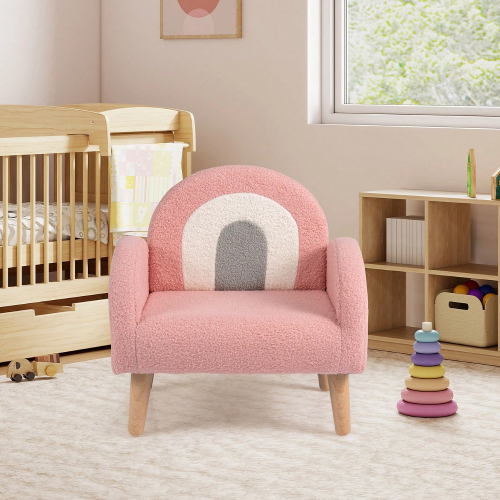 Plush Kids Couch With Comfy Backrest Armrests Upholstered Floor Sofo