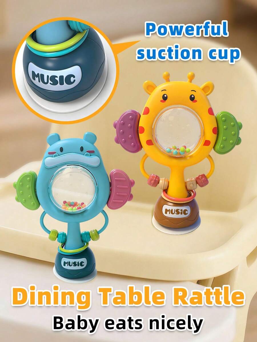 3pcs Suction Cup Rotating Toys, Baby And Toddler Sensory Fidget Toys, Suitable For Bath And High Chair Baby Sensory Toys, Great Gift For Toddlers - Table Bell - View 3