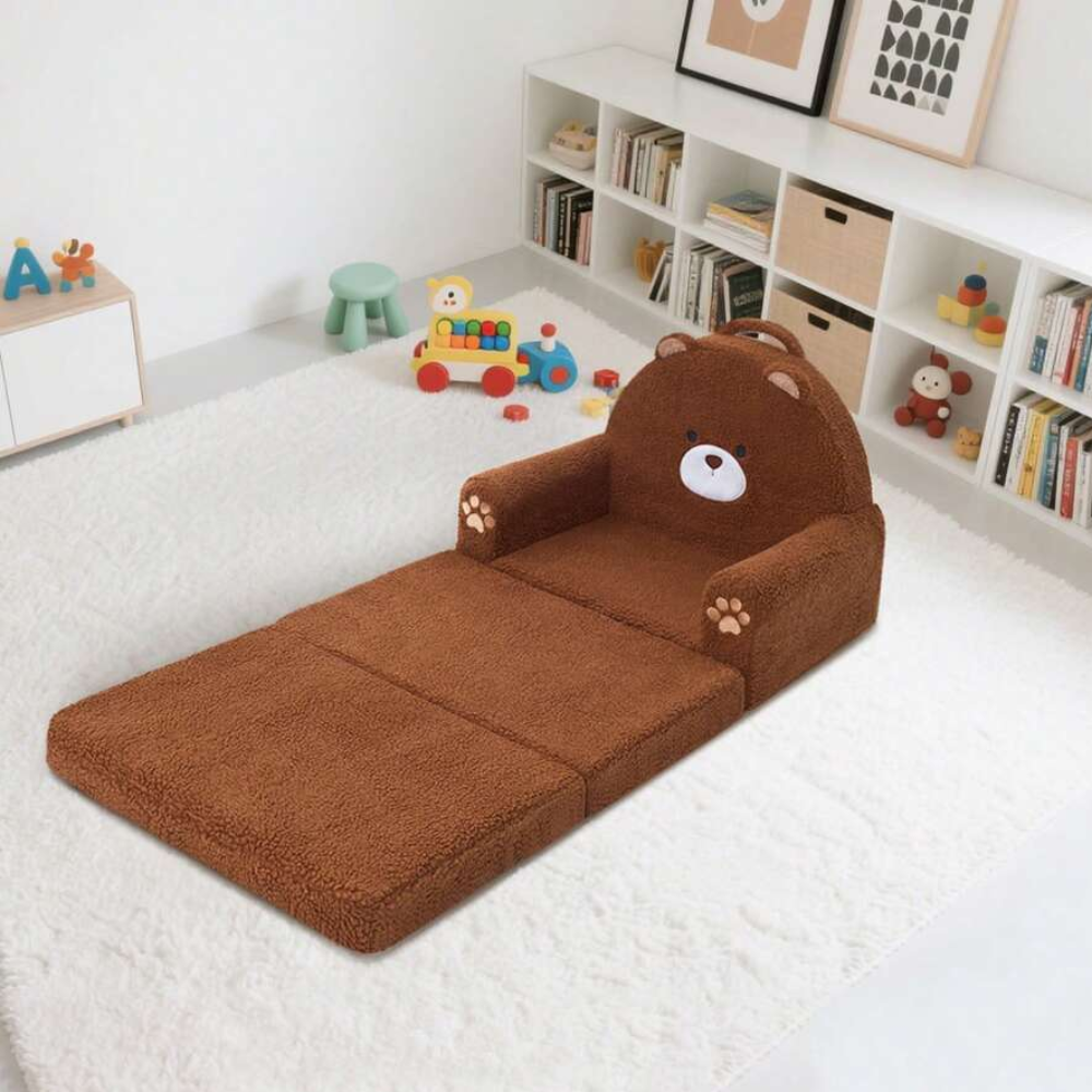 Kids Couch 2 in 1 Convertible Soft Sherpa Fabric Toddler Chairs