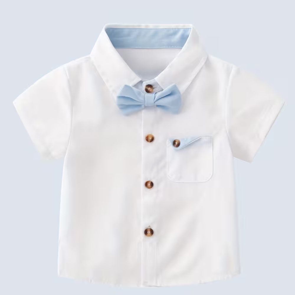 Suspenders Outfit With Bow Tie Shirt And Shorts Set For Baby Boys