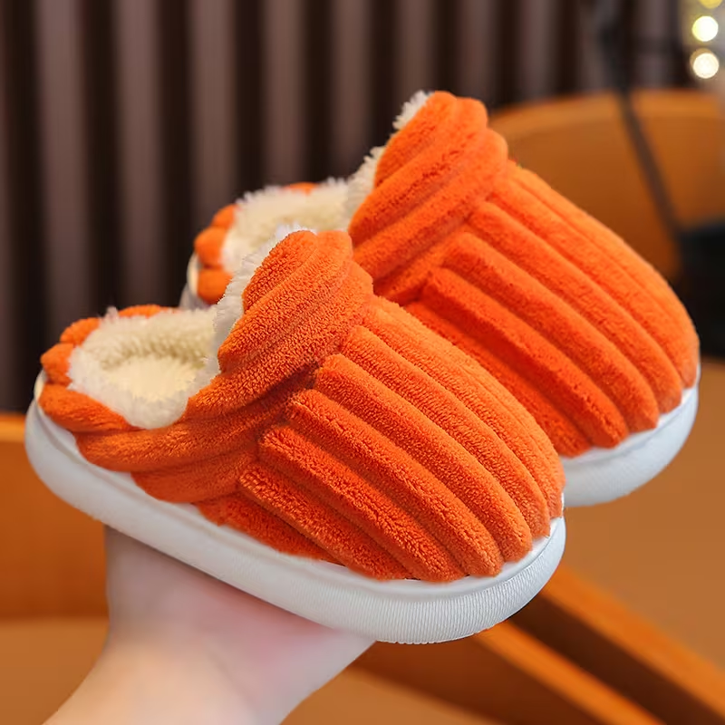 Winter Lined Slip On Slippers For Kids Home Use