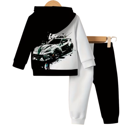 Car Themed Hoodie And Pants Set For Boys