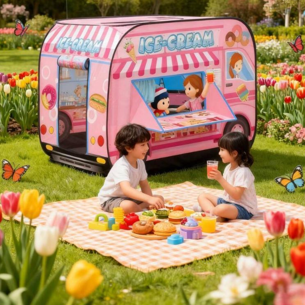 Foldable Ice Cream Themed Truck Design Playhouse Tent