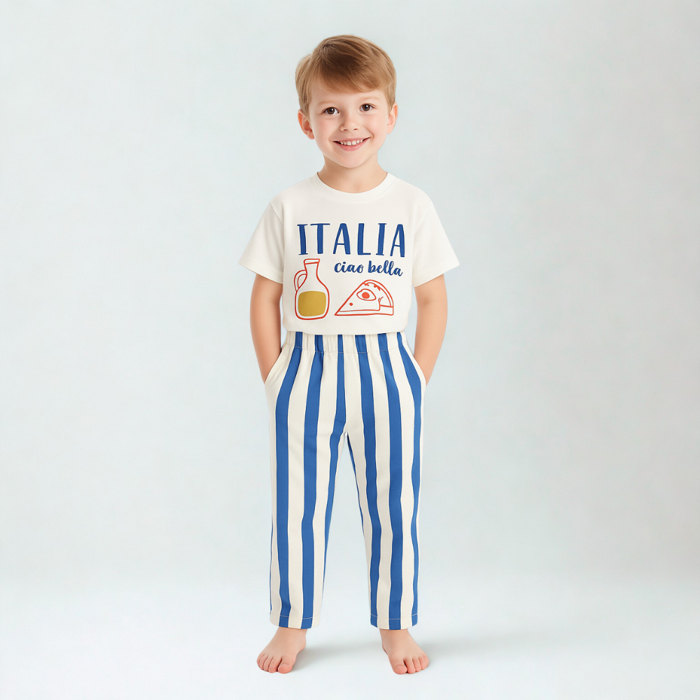 Baby Vertical Striped Cotton 2 Piece Outfit Set