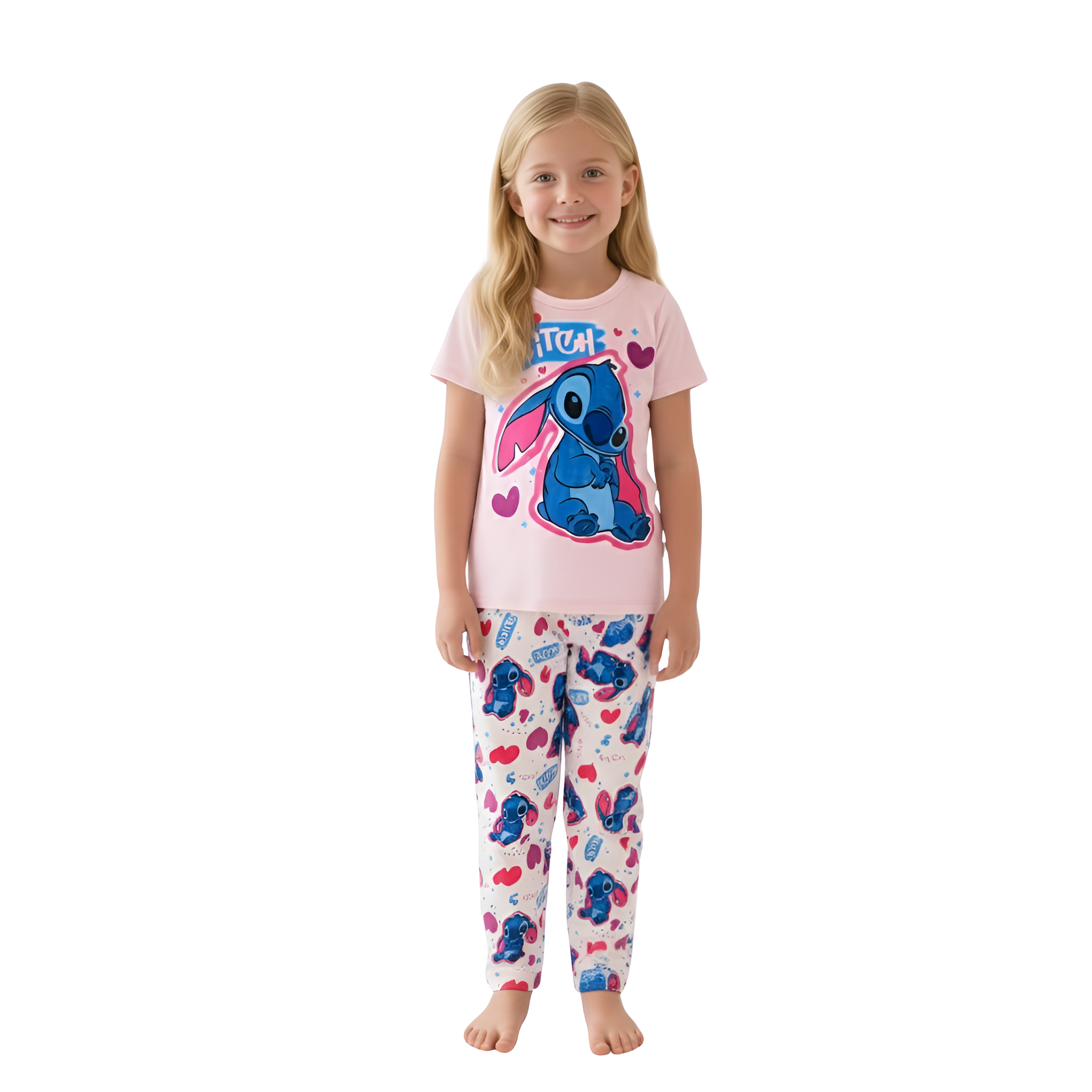 Cute Cartoon Print Short Sleeve T Shirt And Pants Loungewear
