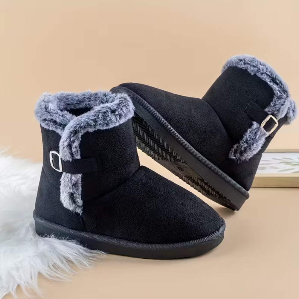 Faux Suede Winter Snow Boots With Non Slip Sole For Kids