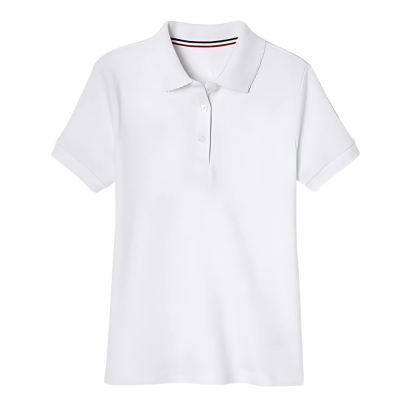 Girls Short Sleeve Picot Collar School Uniform Shirt