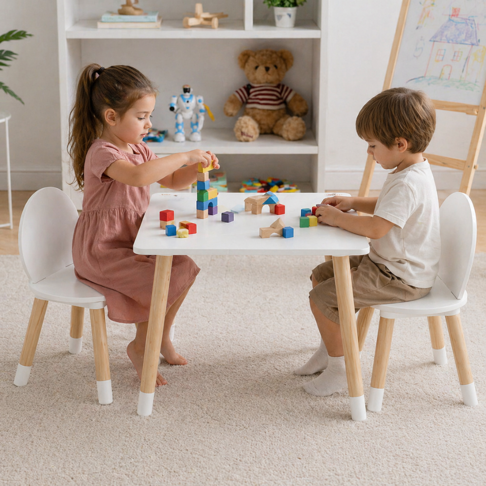 Activity Table And 2 Chairs Set For Kids Art Craft