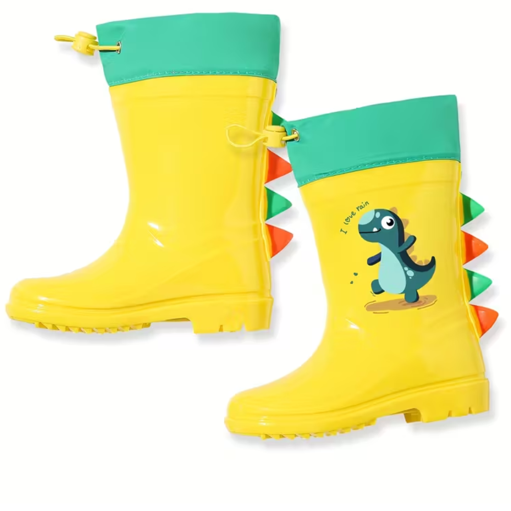 Waterproof Dinosaur Design PVC Boots With Anti Slip Sole For Kids