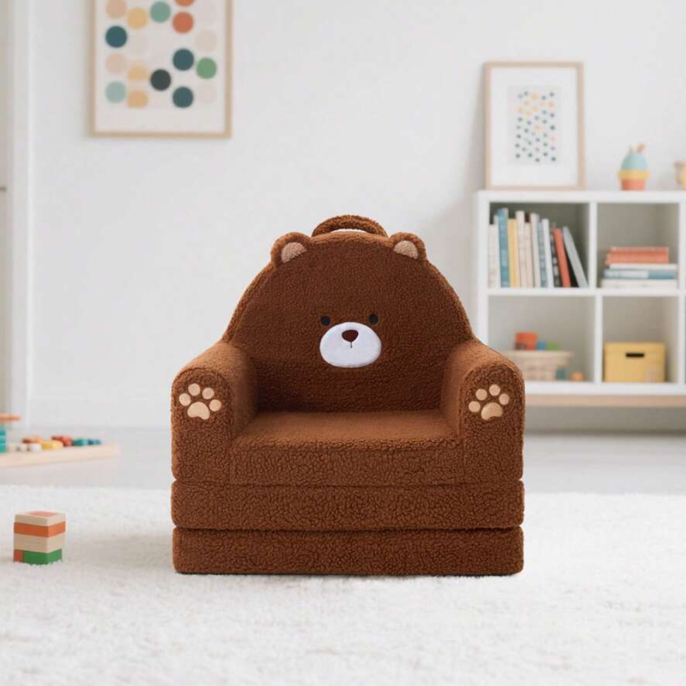 Kids Couch 2 in 1 Convertible Soft Sherpa Fabric Toddler Chairs