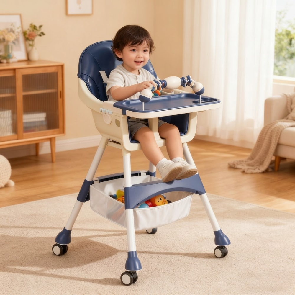 Portable Multi Functional High Chair Lock Wheels For Babies Toddlers