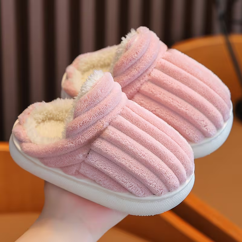 Winter Lined Slip On Slippers For Kids Home Use