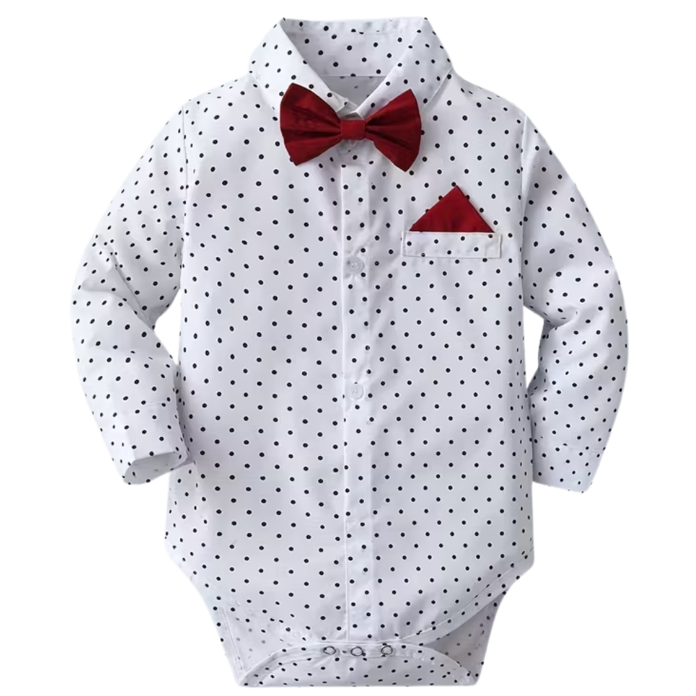 Three Piece Formal Outfit With Shirt Bow Tie Suspenders Pants And Hat