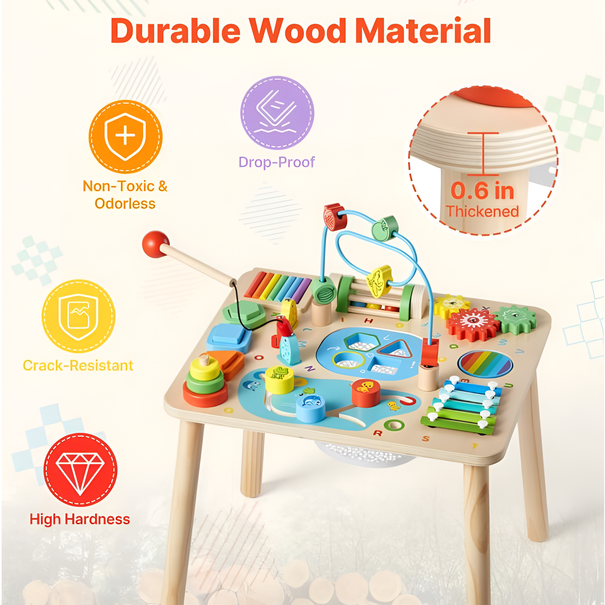 Wooden Activity Table 13 1 Learning Desk For Toddler Play