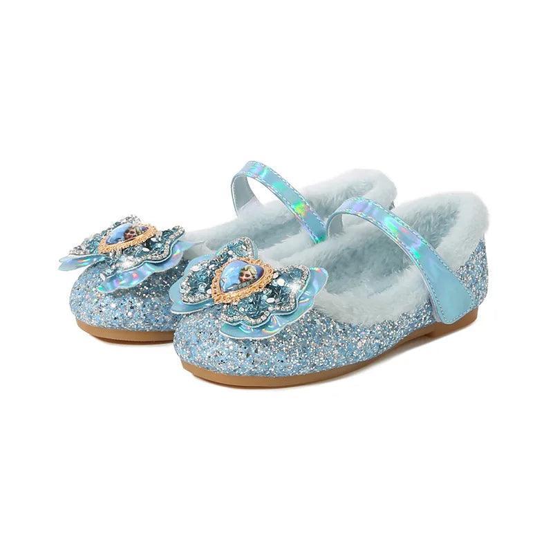 Winter Flats for Girls – Sparkling Bow Glitter Shoes with Warm Lining - Children Pajamas