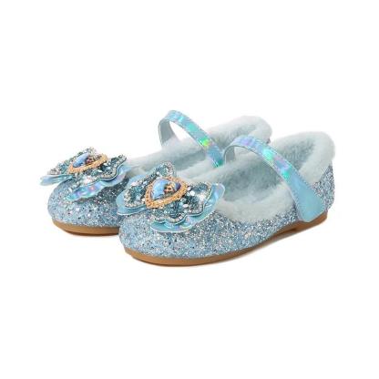 Winter Flats for Girls – Sparkling Bow Glitter Shoes with Warm Lining - Children Pajamas