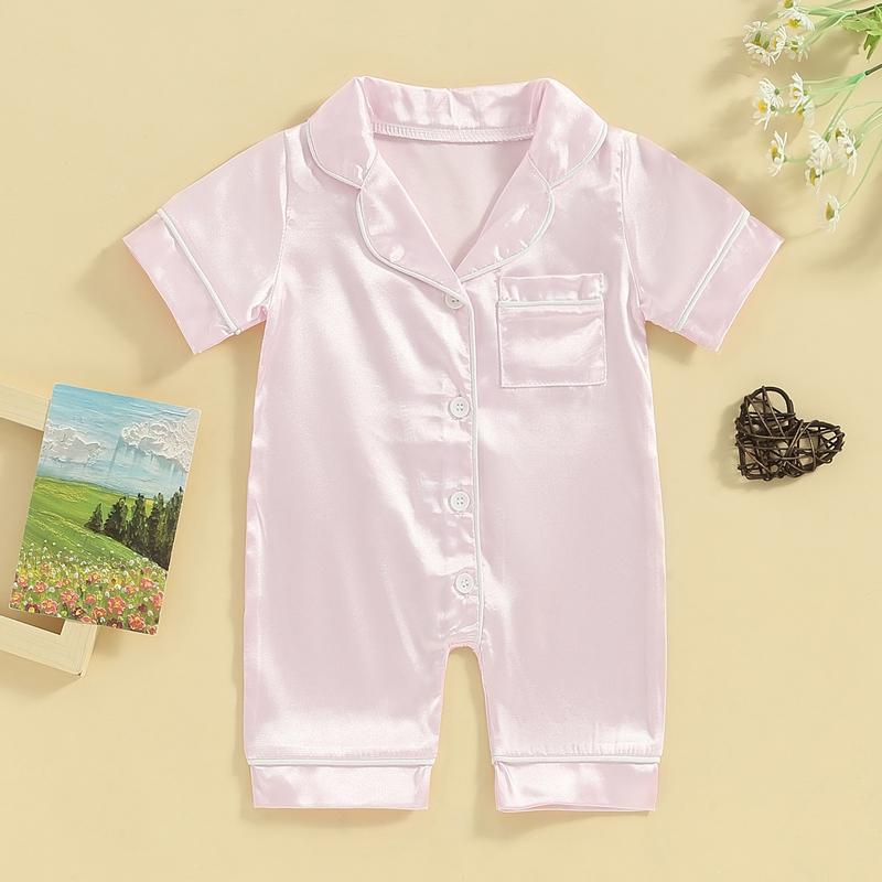 Baby Satin Button Up Pajama Romper