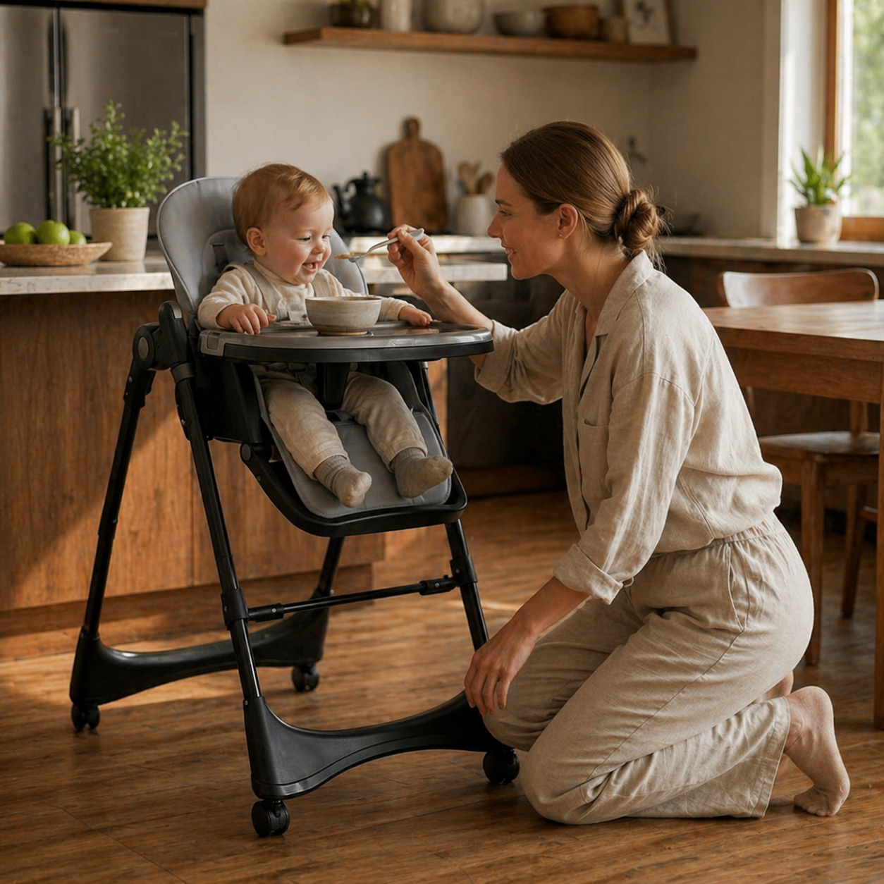 6 In 1 Foldable High Chair Adjustable Height And Tray