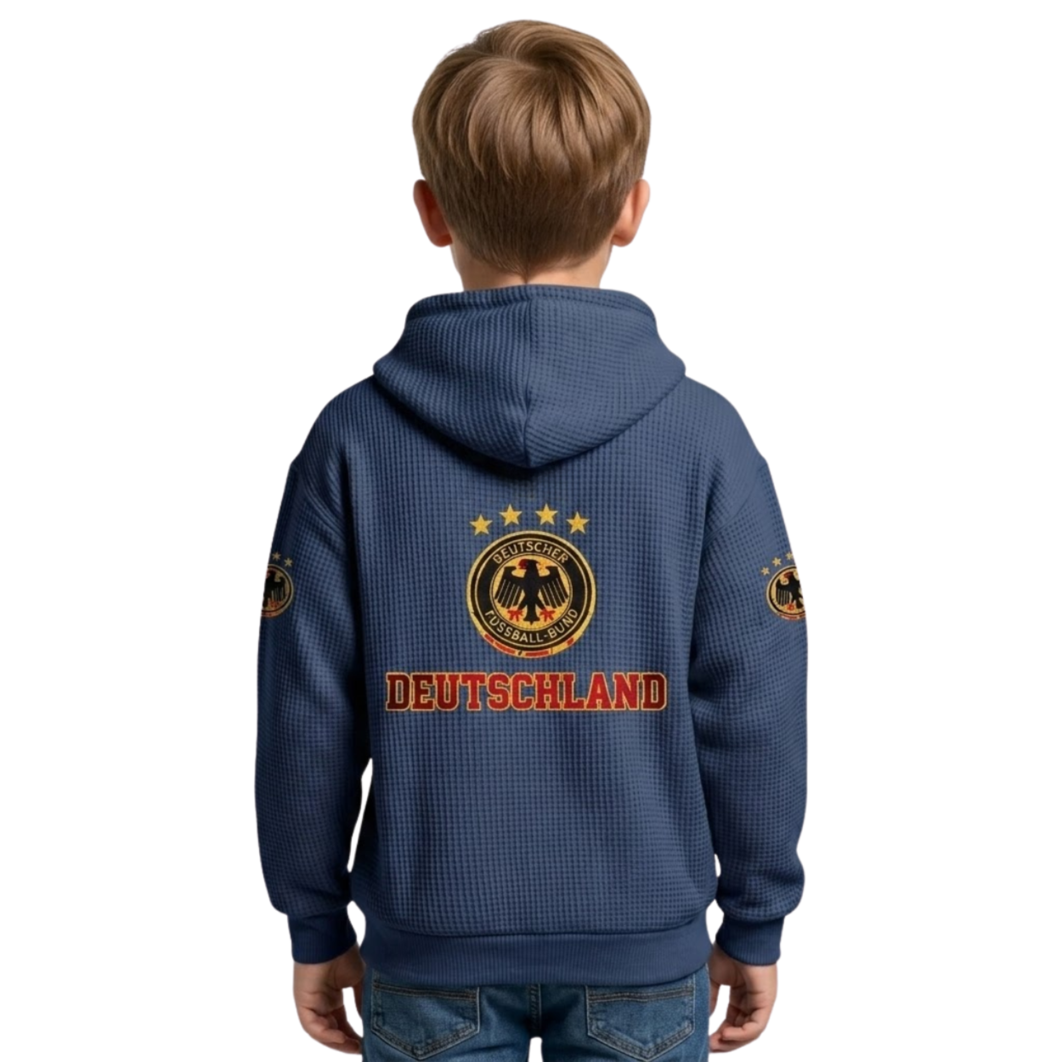 Germany Printed Waffle Quarter Zip Football Fan Hoodie For Kids