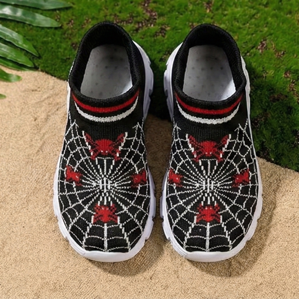 Spider Web Design Sneakers With Non Slip Sole