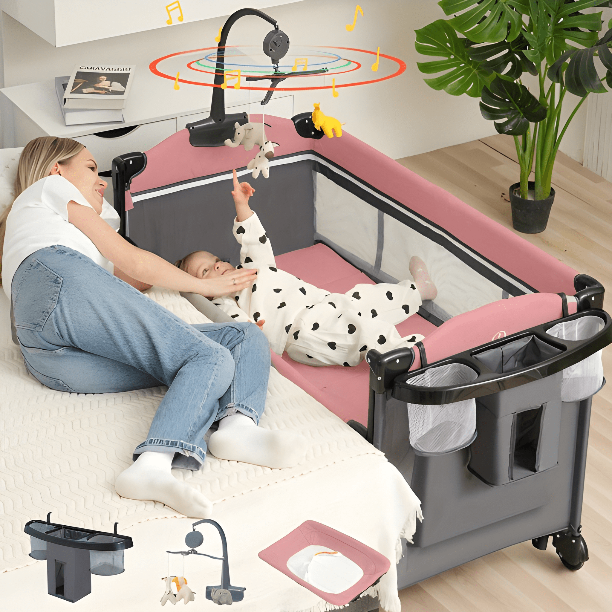 5 In 1 Baby Playpen Pack With Diaper Changer And Music Toy