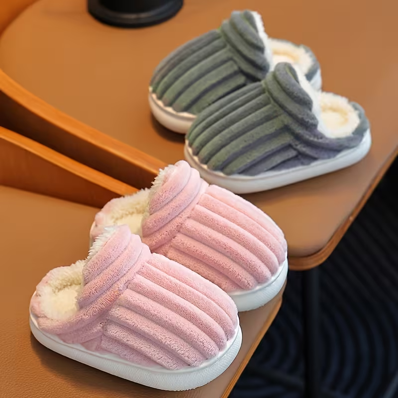 Winter Lined Slip On Slippers For Kids Home Use