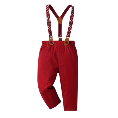 Two Piece Outfit With Bow Tie And Suspenders For Boys