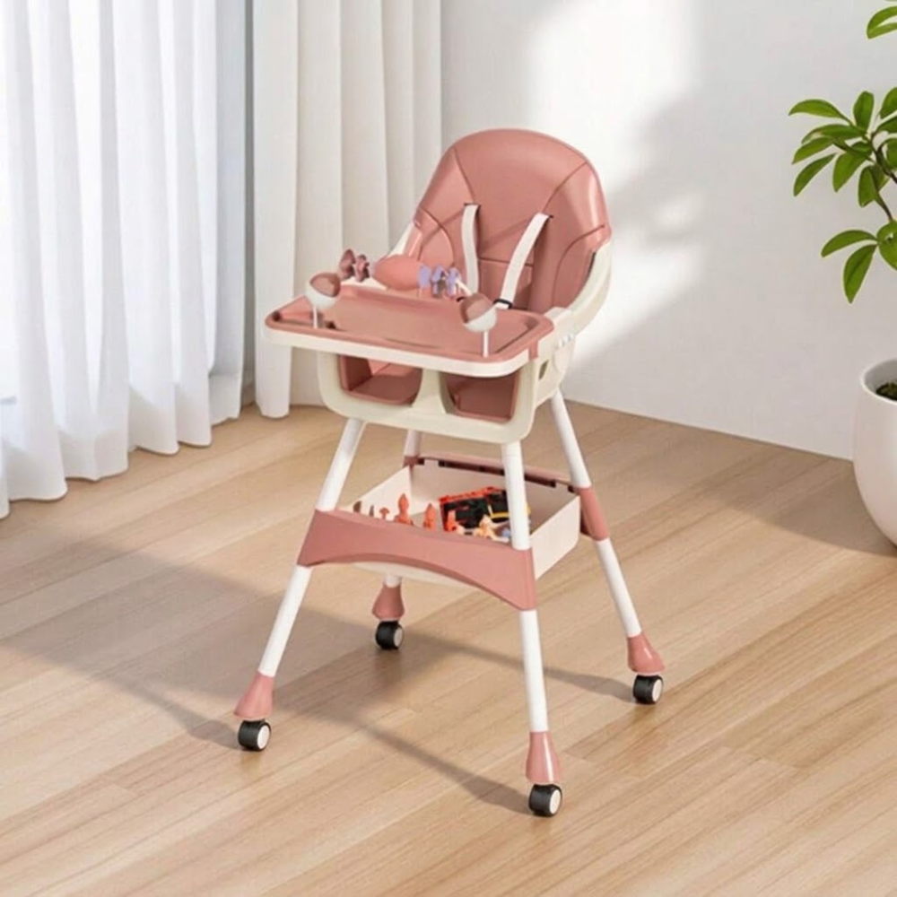 Portable Multi Functional High Chair Lock Wheels For Babies Toddlers