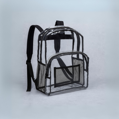 Transparent School Backpack with Water Resistant PVC Plastic Material