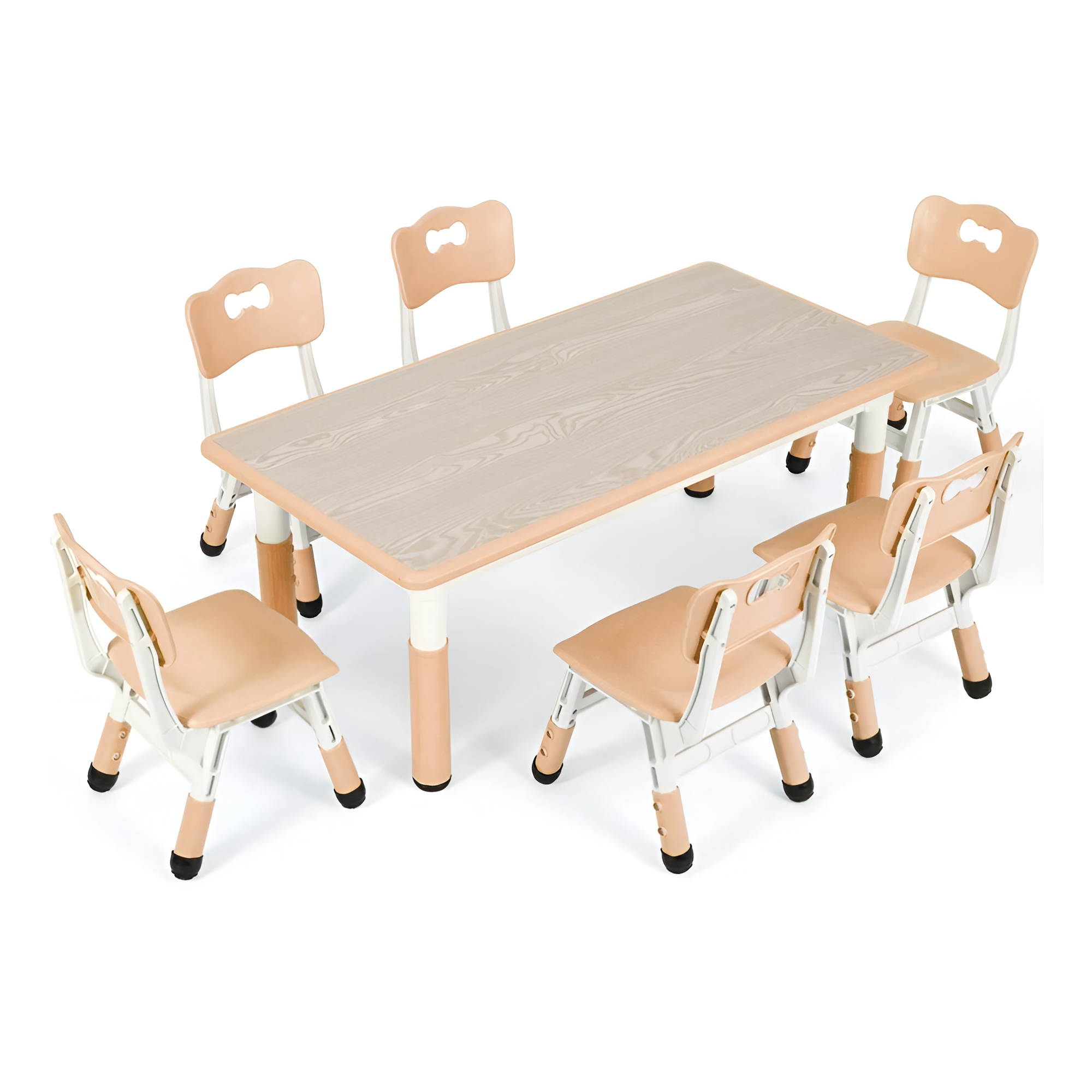 Kids Table And 6 Chairs Set Height Adjustable Table Preschool Activity Art Craft Table