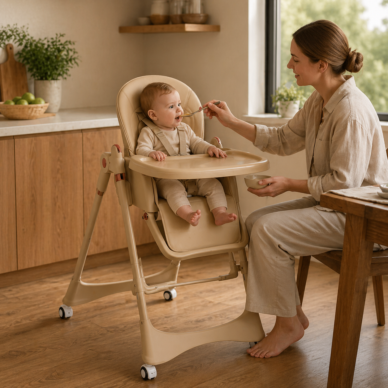 6 In 1 Foldable High Chair Adjustable Height And Tray