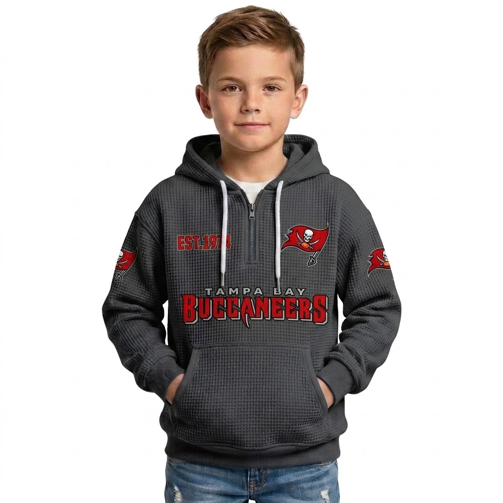Buccaneers EST 1974 Quarter Zip Waffle Hoodie For Kids