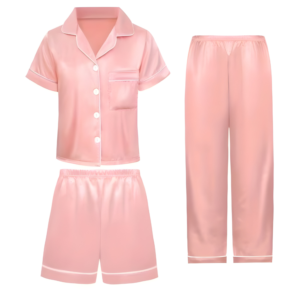 Three Piece Casual Pajama Set For Girls