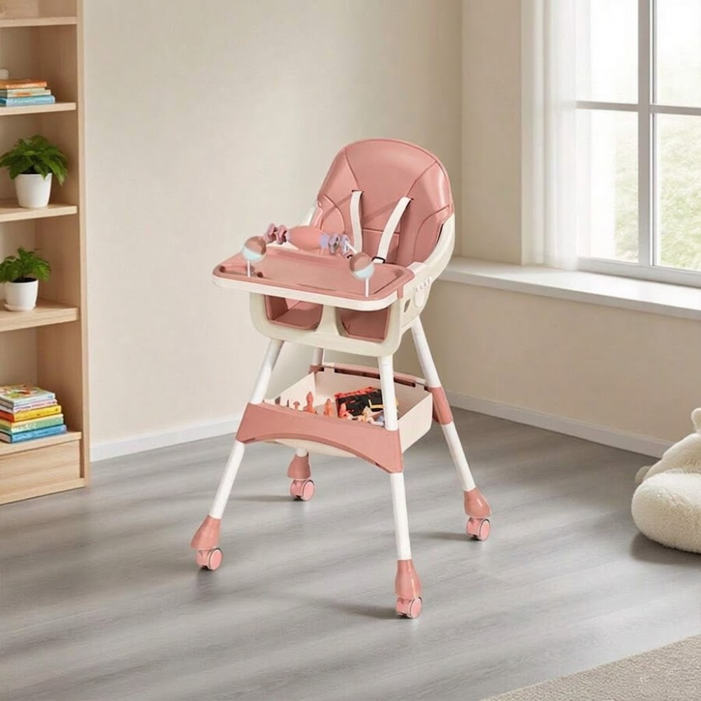 Portable Multi Functional High Chair Lock Wheels For Babies Toddlers