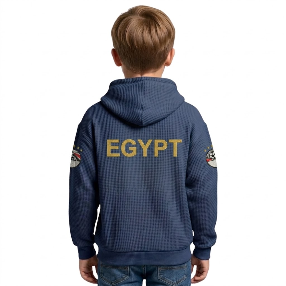 FIFA 2026 Belgium Printed Waffle Quarter Zip Football Fan Hoodie For Kids