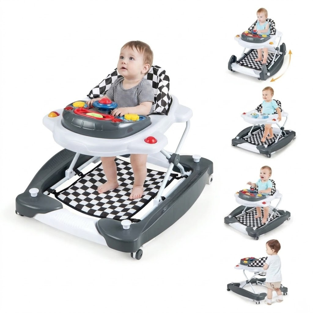 6-in-1 Adjustable Baby Walker Activity Center With Music