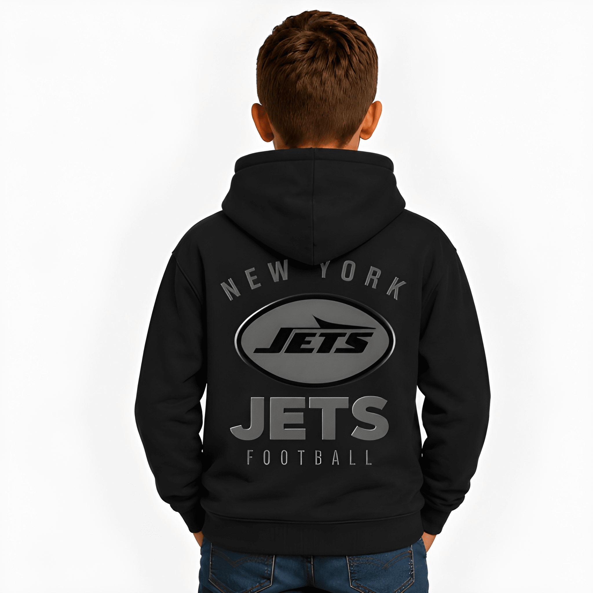 Jets Back In Tone Pullover Hoodie For Kids