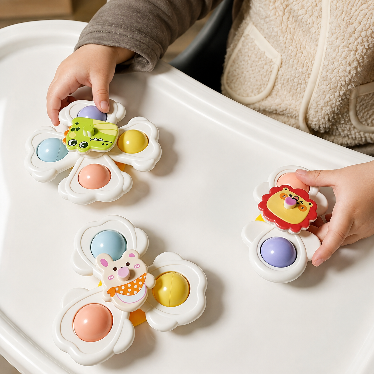 Pack Of 3 Suction Cup Rotating Sensory Toys For Babies And Toddlers