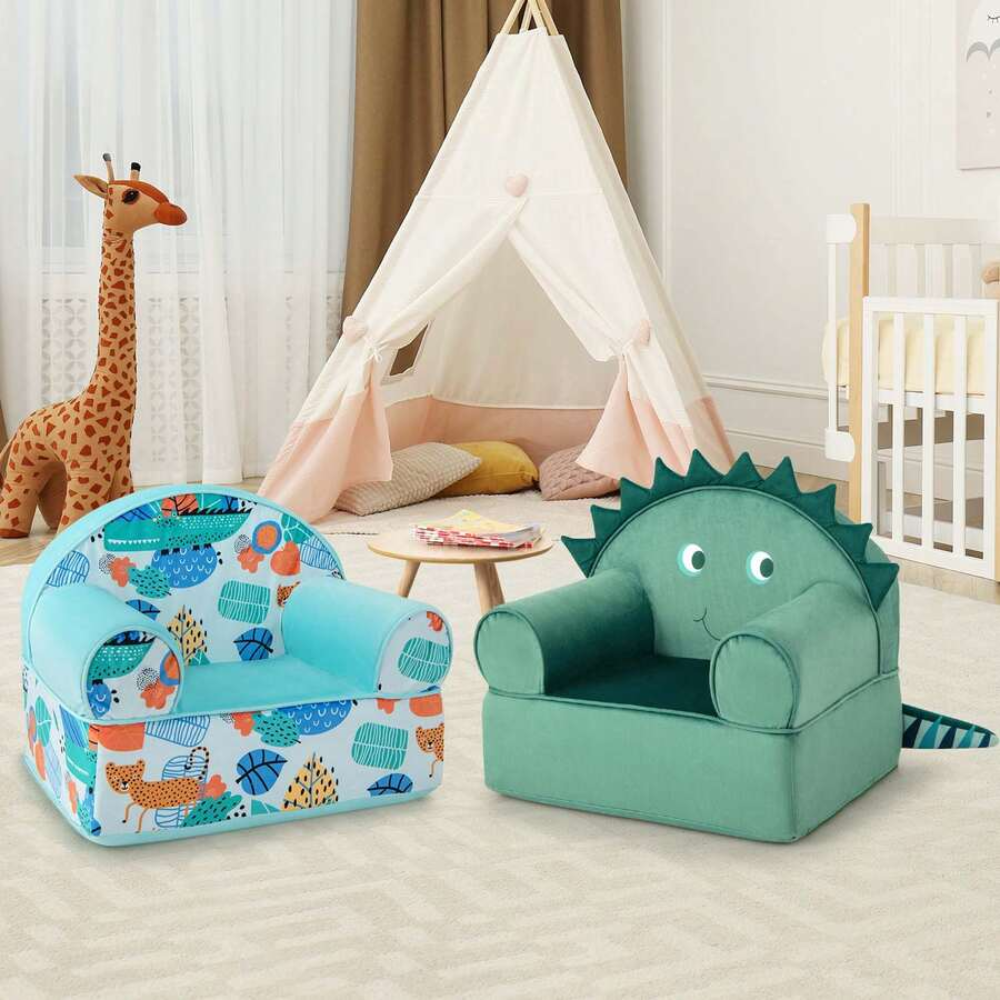 Kids Sofa Foam Filled Armchair Dinosaur Cuddly Toddler Couch