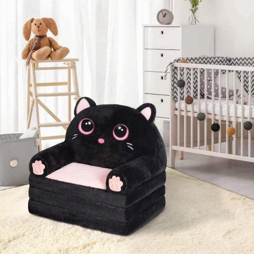 2 In 1 Kids Couch Bed With Cozy Velvet Flip Open Design For Toddlers