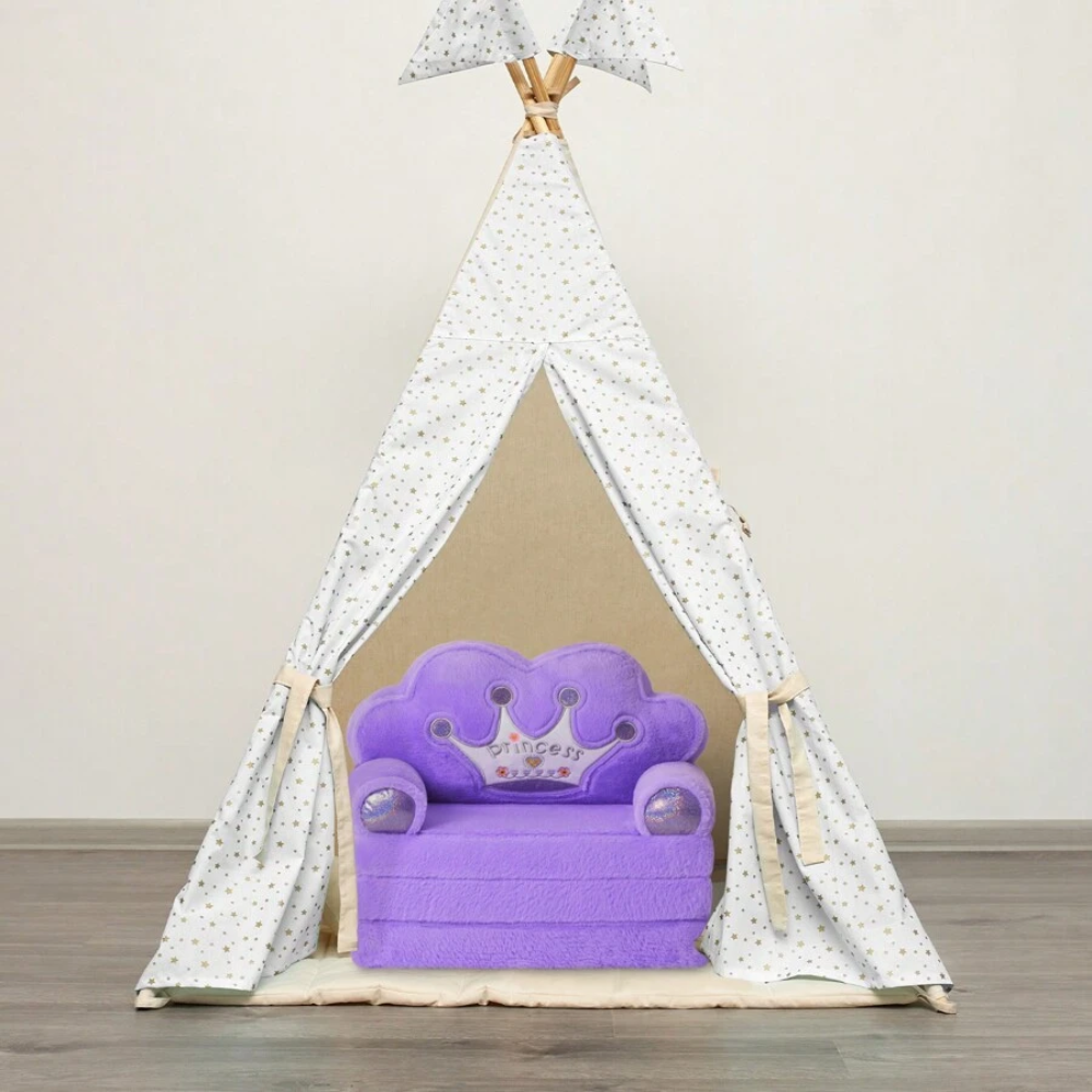 2-in-1 Foldable Princess Convertible Toddler Couch