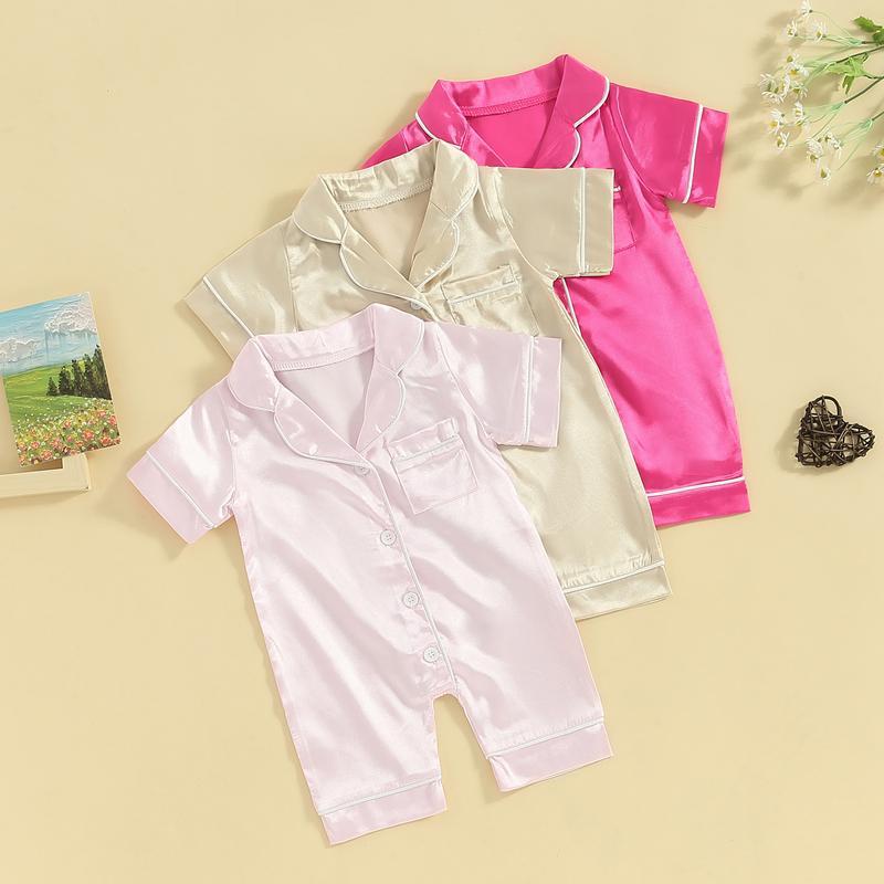 Baby Satin Button Up Pajama Romper