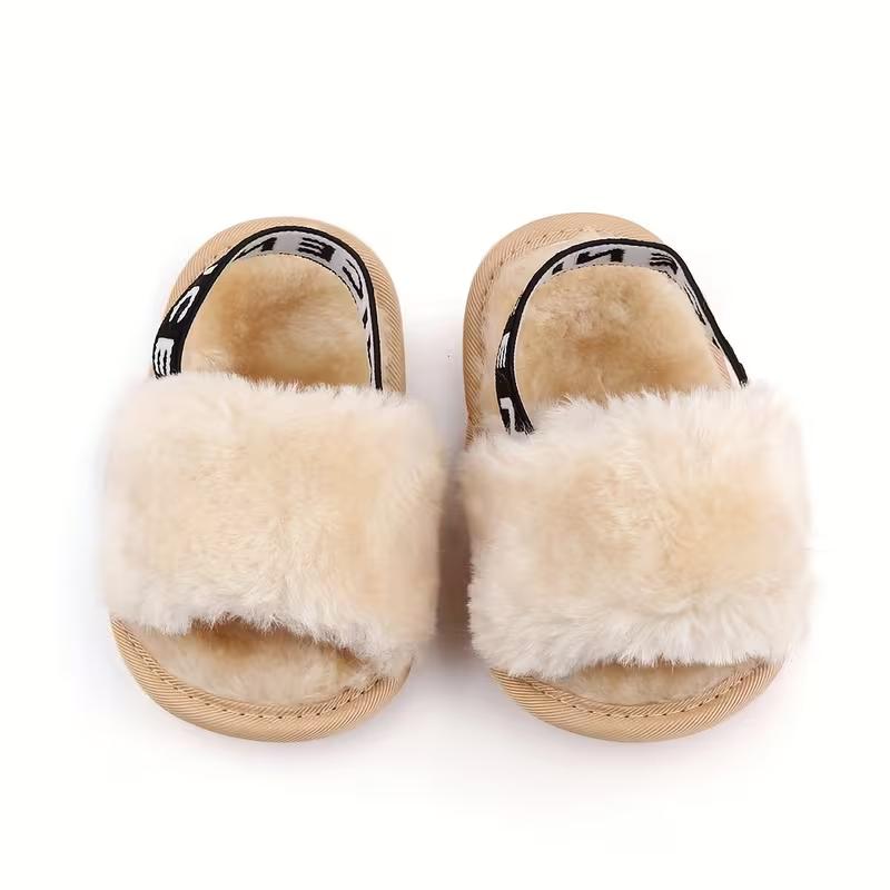 Slip On Furry Sandals For Girls