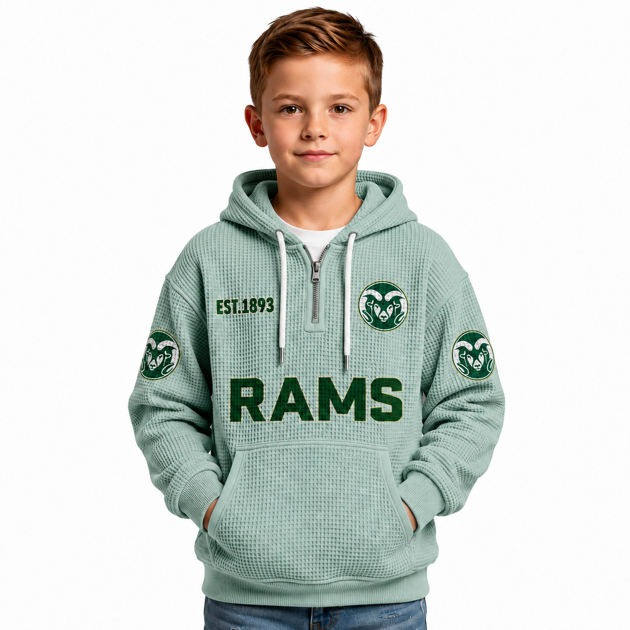 Los Angeles Rams Football Quarter Zip Hoodie For Kids