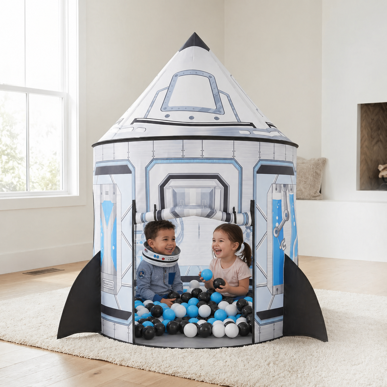  Rocket Ship Play Tent For Kids With Star Lights Space Themed Playhouse