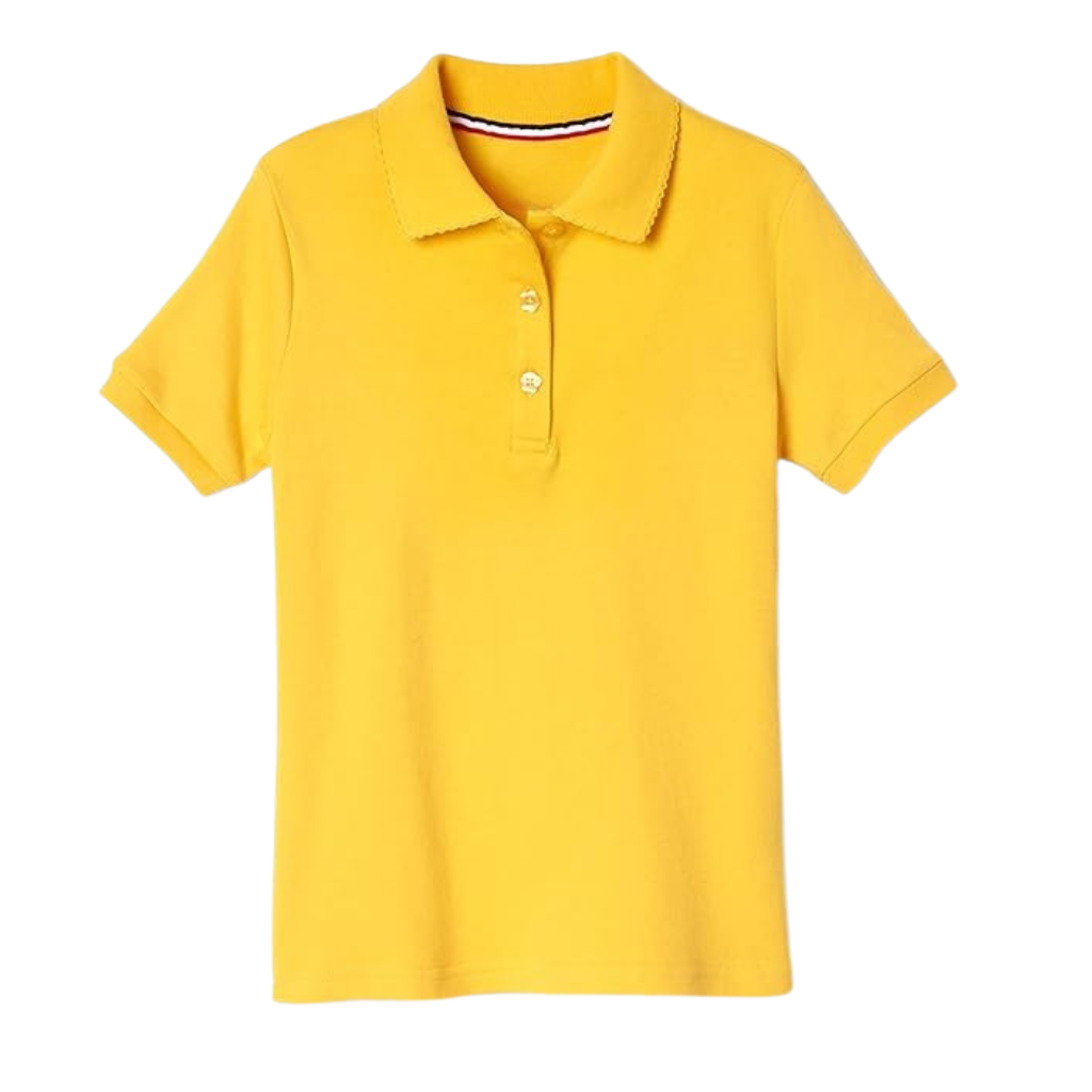 Girls Short Sleeve Picot Collar School Uniform Shirt