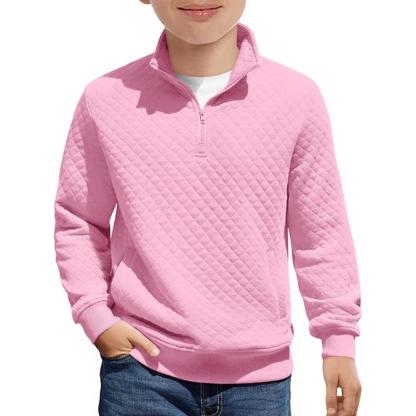 Kids Boys Quilted Sweatshirt with Quarter Zip Long Sleeves